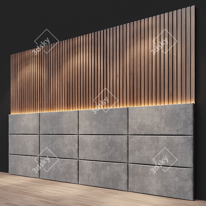 Elegant Wall Panel: W4460 x H3000 x D138mm 3D model image 2