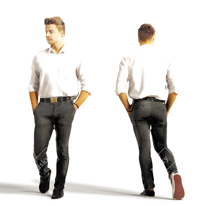 3D Scanned Man with Realistic Shaders 3D model image 1