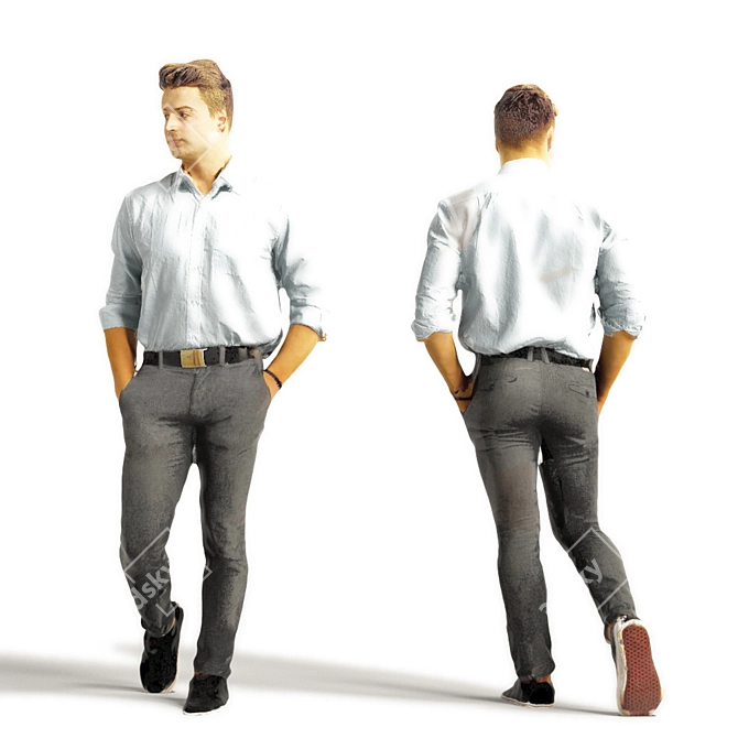 3D Scanned Man with Realistic Shaders 3D model image 3