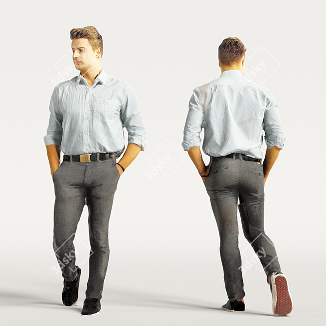 3D Scanned Man with Realistic Shaders 3D model image 6