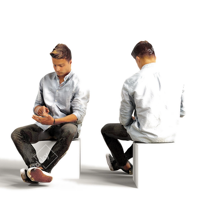 Realistic 3D Scanned Man with 3 Color Variations 3D model image 1