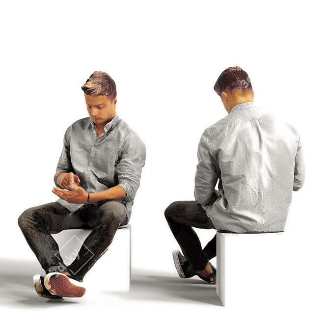 Realistic 3D Scanned Man with 3 Color Variations 3D model image 2