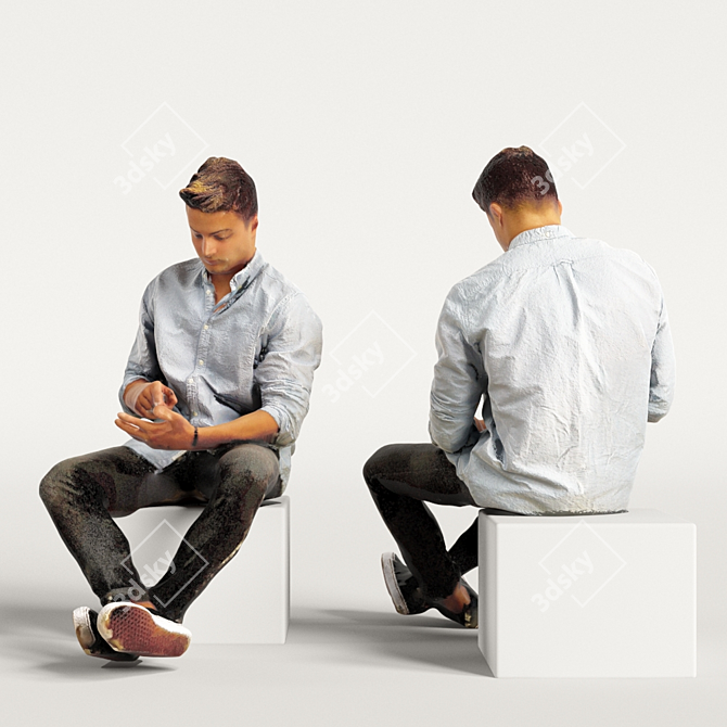 Realistic 3D Scanned Man with 3 Color Variations 3D model image 4