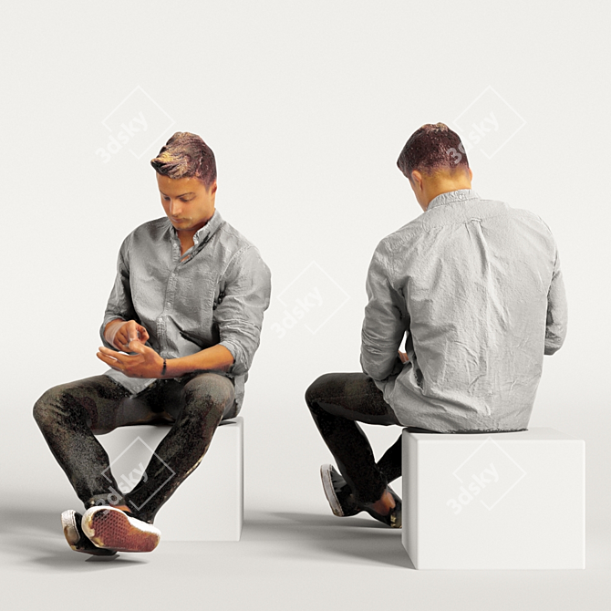 Realistic 3D Scanned Man with 3 Color Variations 3D model image 5