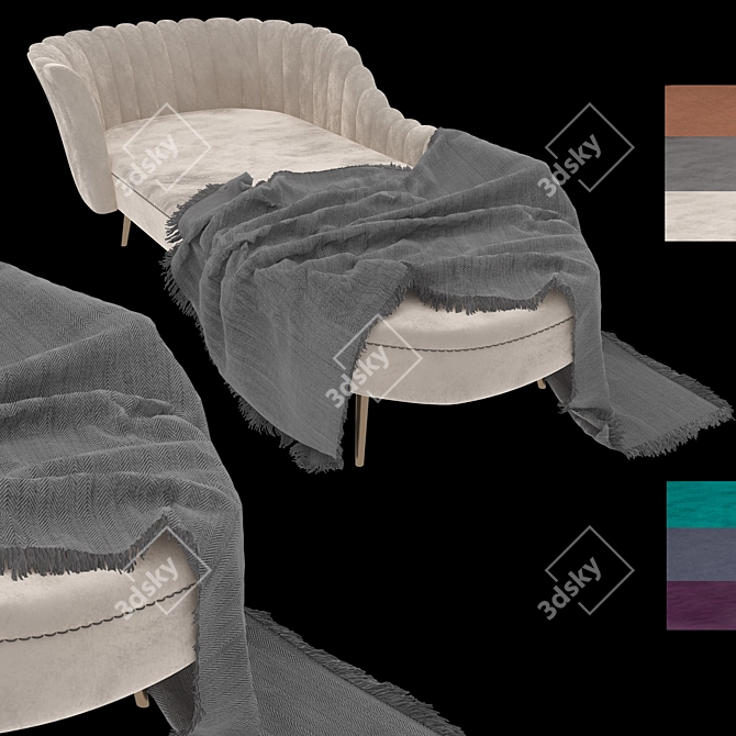 Luxury Velvet Chaise Lounge 3D model image 1