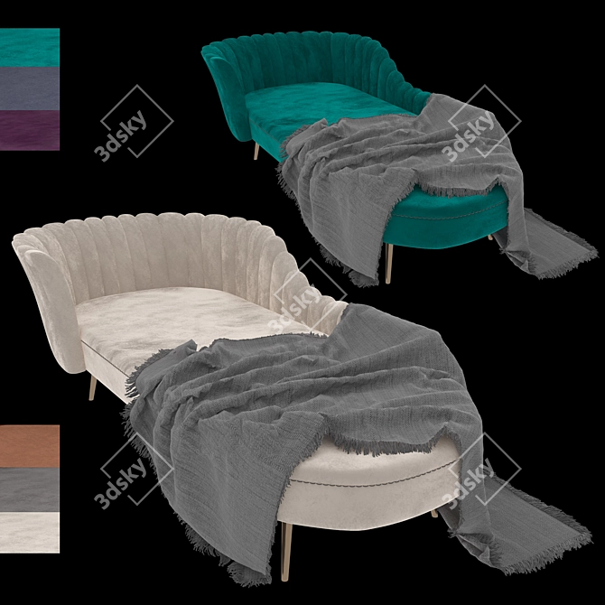 Luxury Velvet Chaise Lounge 3D model image 2