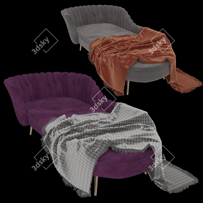 Luxury Velvet Chaise Lounge 3D model image 3