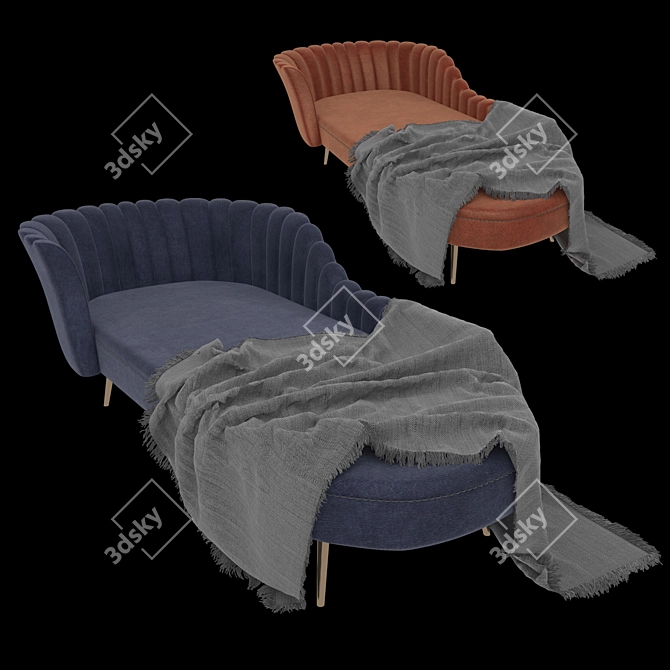 Luxury Velvet Chaise Lounge 3D model image 5