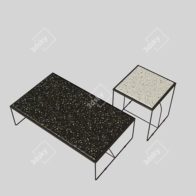 Elegant Arc Terrazzo Side Table 3D model image 3