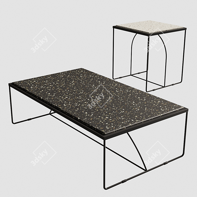 Elegant Arc Terrazzo Side Table 3D model image 5