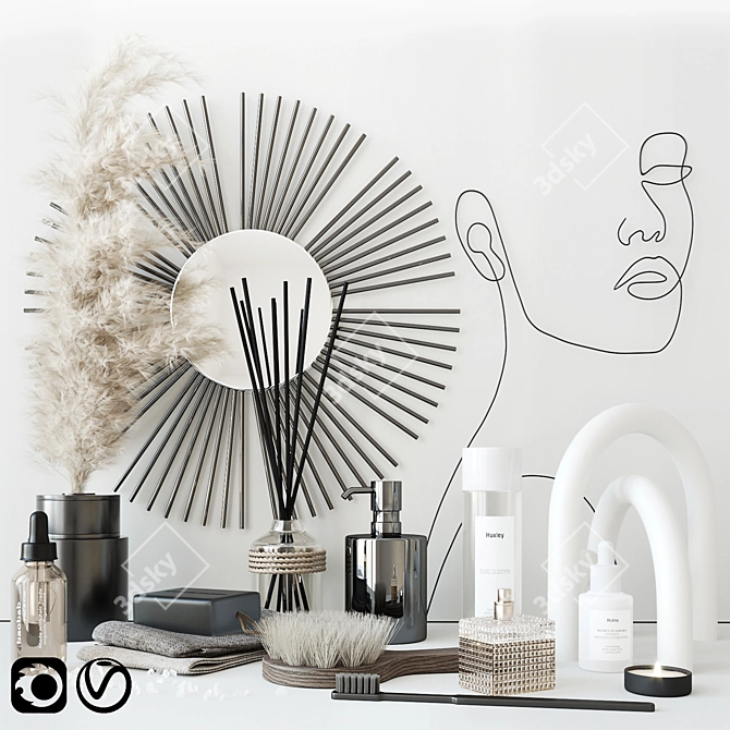 Modern Bathroom Bliss: Face Sculpture Set 3D model image 1