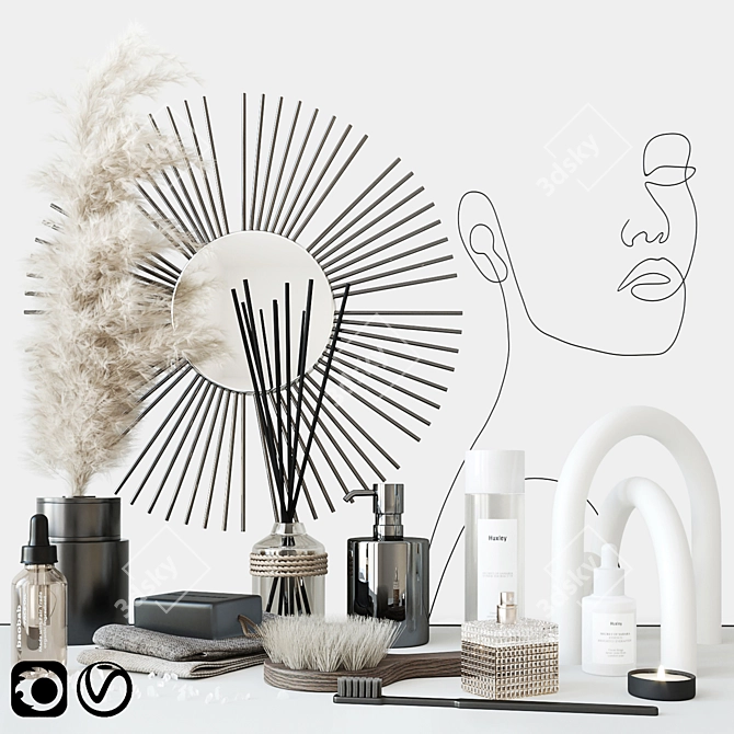 Modern Bathroom Bliss: Face Sculpture Set 3D model image 4