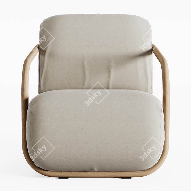 Sleek Bentwood Armchair 3D model image 3