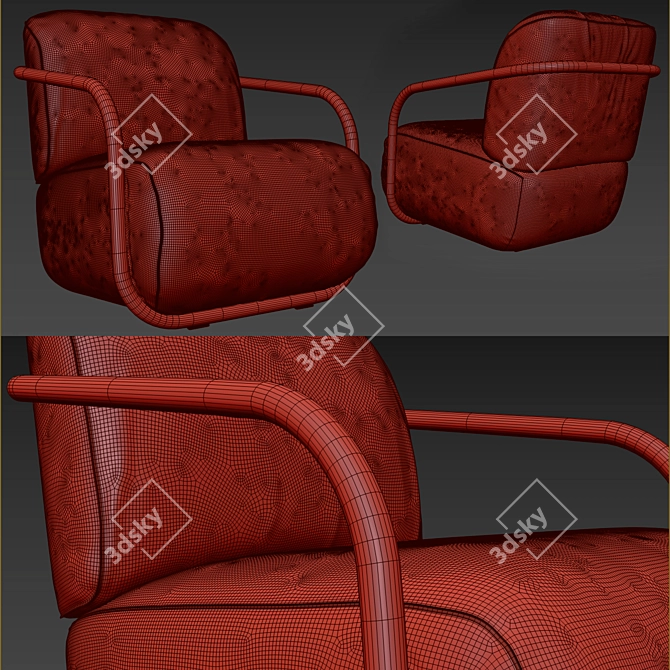 Sleek Bentwood Armchair 3D model image 5