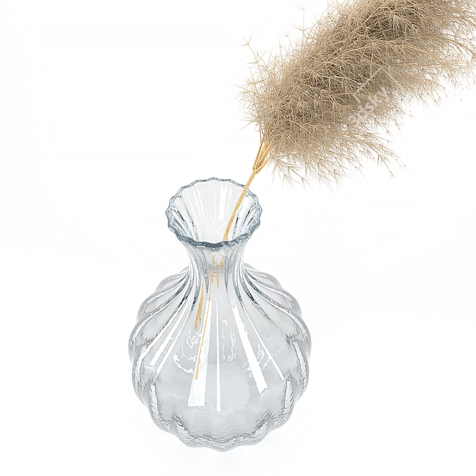 Elegant Pampas Grass Vase 3D model image 3