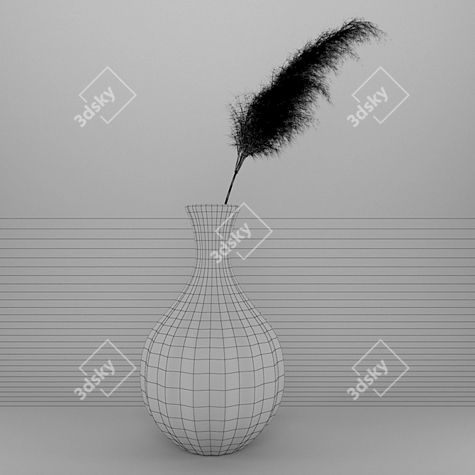 Elegant Pampas Grass Vase 3D model image 5