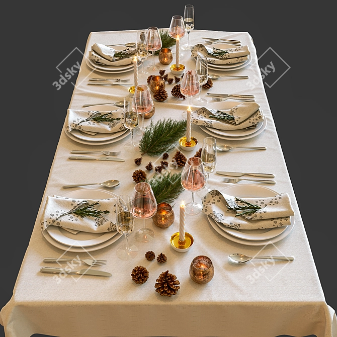 Festive Dining Set 3D model image 1