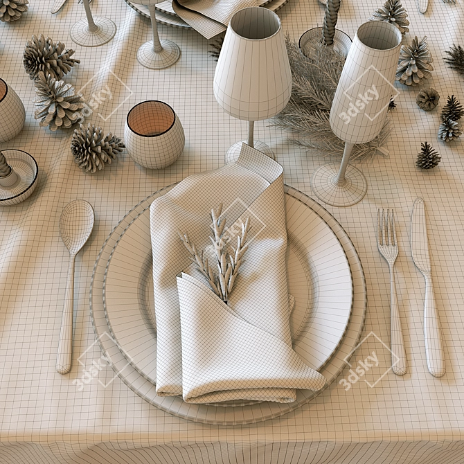 Festive Dining Set 3D model image 5