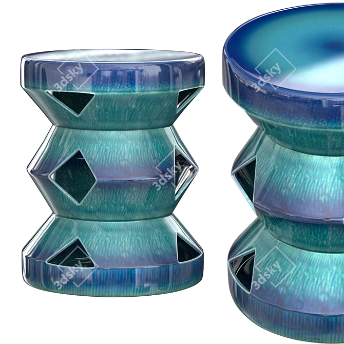 Turquoise Zig Zag Pedestal 3D model image 1