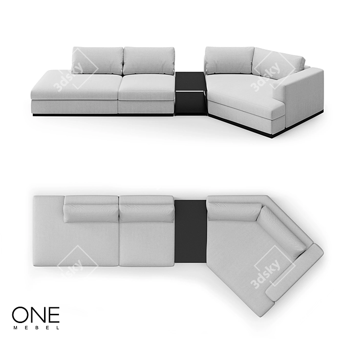 OM RENE 3: Elegant Wooden Sofa 3D model image 1