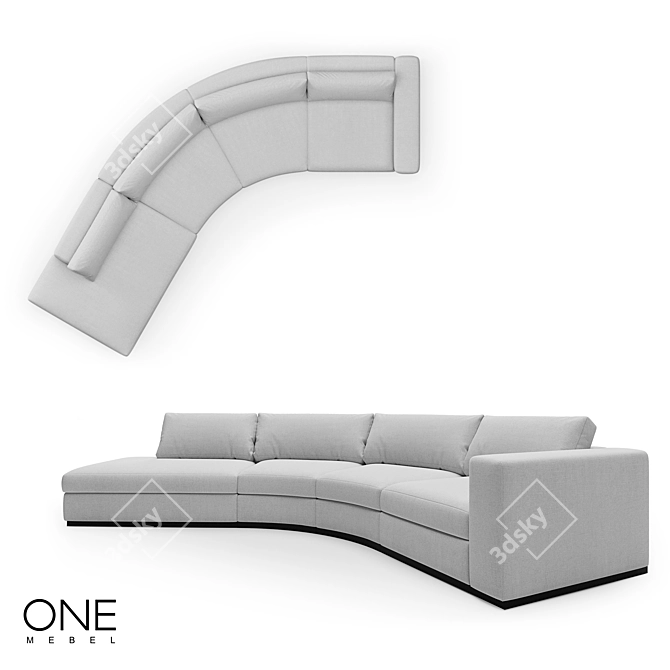 OM RENE 5: Stylish Wooden Sofa 3D model image 1