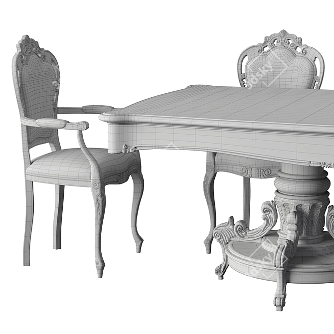 Elegant Doge Dining Set: Table & Armchair 3D model image 5