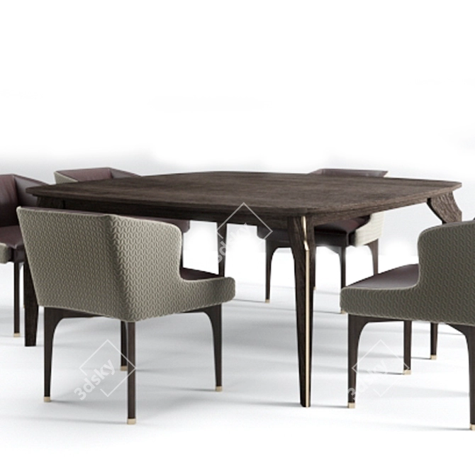 Modern ROBERT HERITAGE Table & AUDREY Heritage Set 3D model image 3