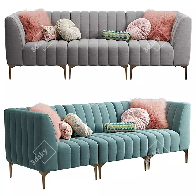 Comfortable Pottery Barn Avalon Sectional Sofa 3D model image 3