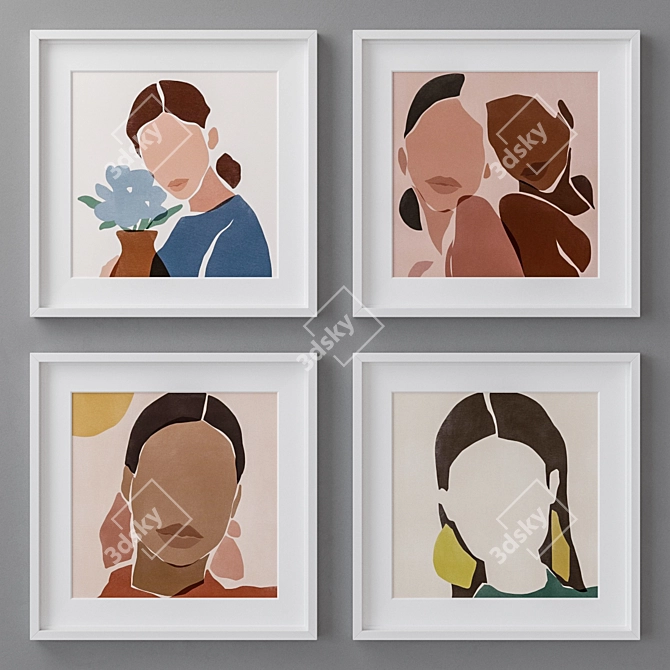 4 Piece Picture Frame Set 3D model image 1