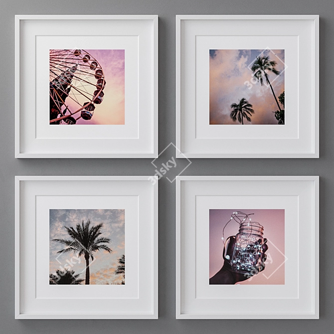 Elegant 4-Piece Photo Frame Set 3D model image 1