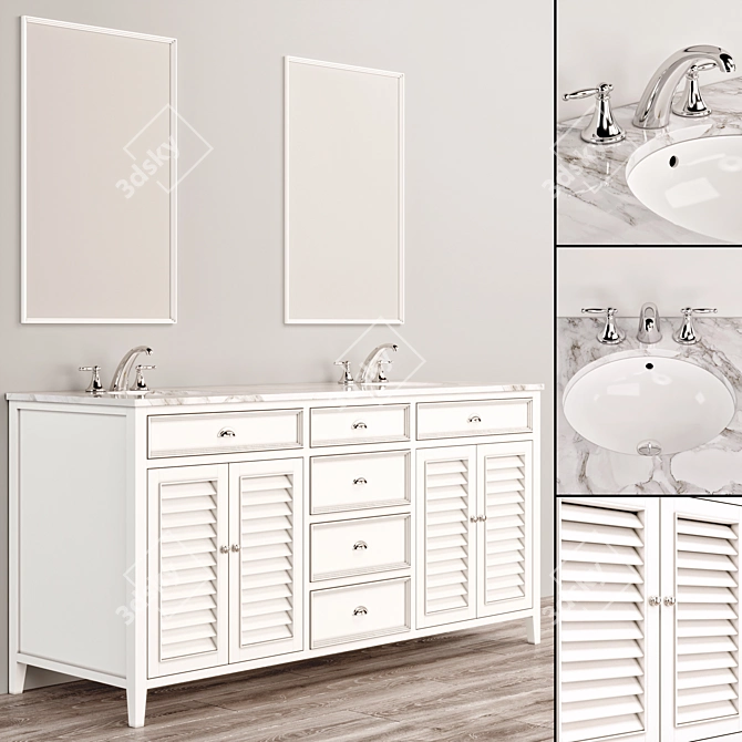 Stylish 180cm Bathroom Furniture 3D model image 3