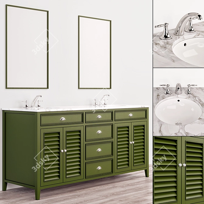 Stylish 180cm Bathroom Furniture 3D model image 4