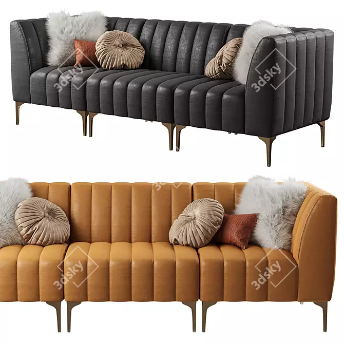 Avalon Leather Sectional Sofa: Stylish & Comfortable 3D model image 2