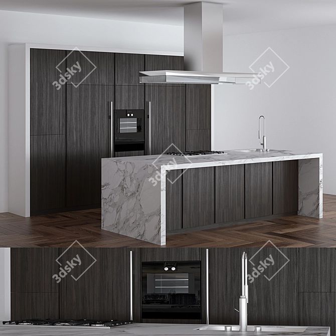 Sleek Kitchen Scene with High-Quality Textures 3D model image 1