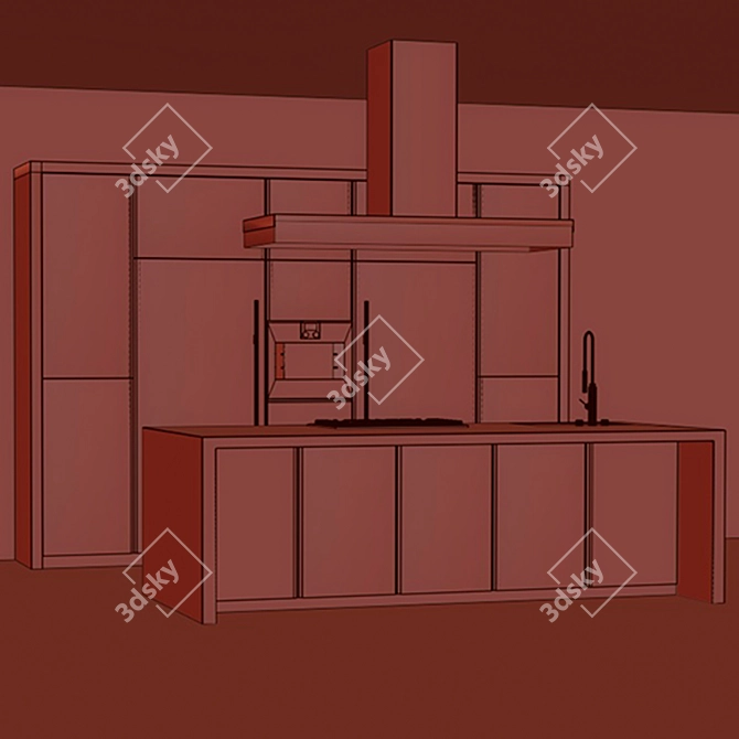 Sleek Kitchen Scene with High-Quality Textures 3D model image 3