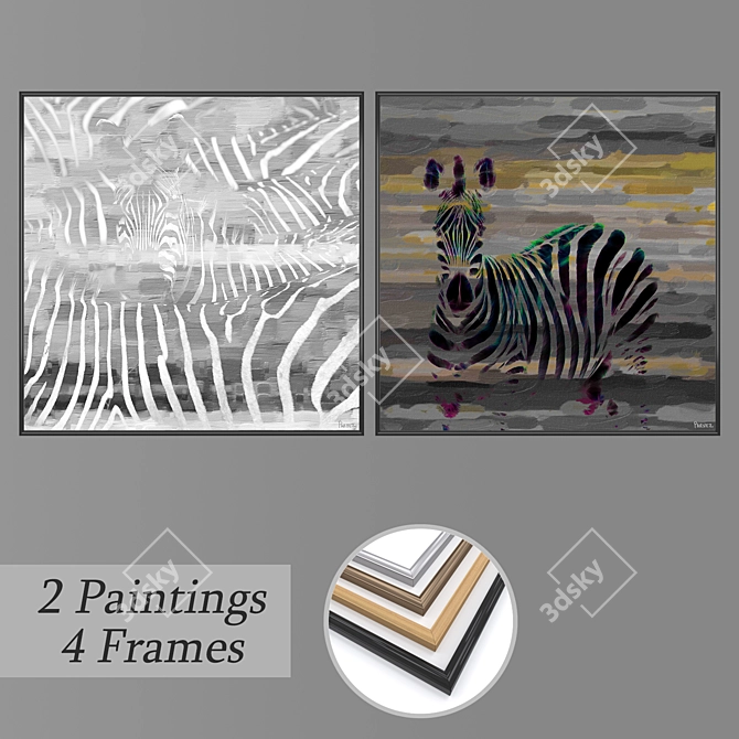 Modern Art Set with Multiple Frames 3D model image 1