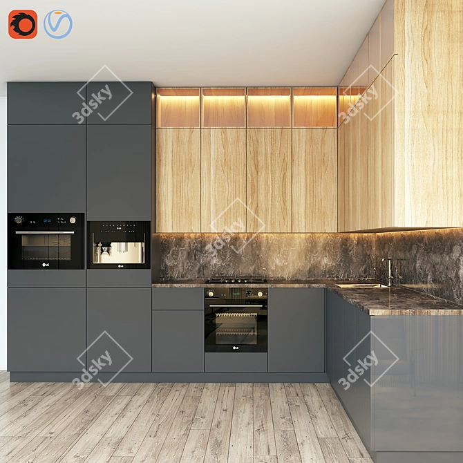 Kitchen 03: Unwrap, Version 2015 3D model image 2