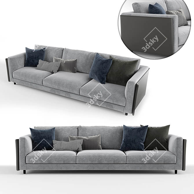 Sleek and Stylish Modern Sofa 3D model image 1