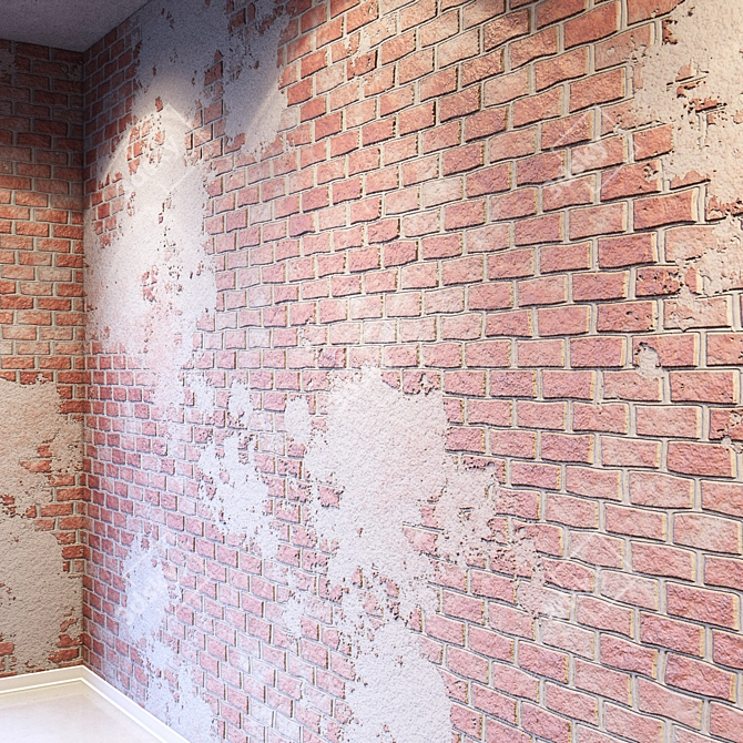 Damaged Brick Stucco Textures 3D model image 5