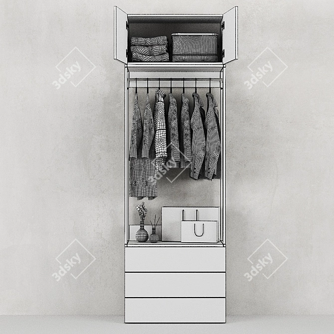 Ophus 2-Door & 3-Drawer Wardrobe 3D model image 1