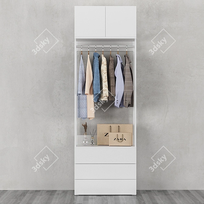 Ophus 2-Door & 3-Drawer Wardrobe 3D model image 2