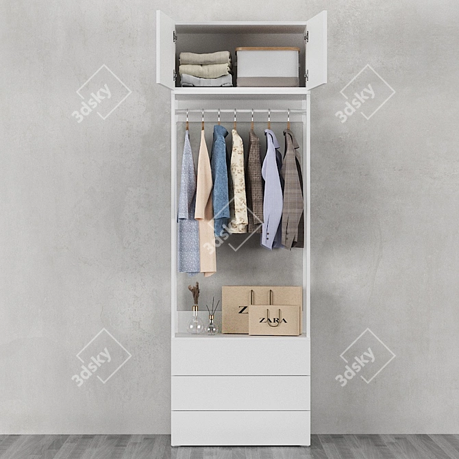 Ophus 2-Door & 3-Drawer Wardrobe 3D model image 3