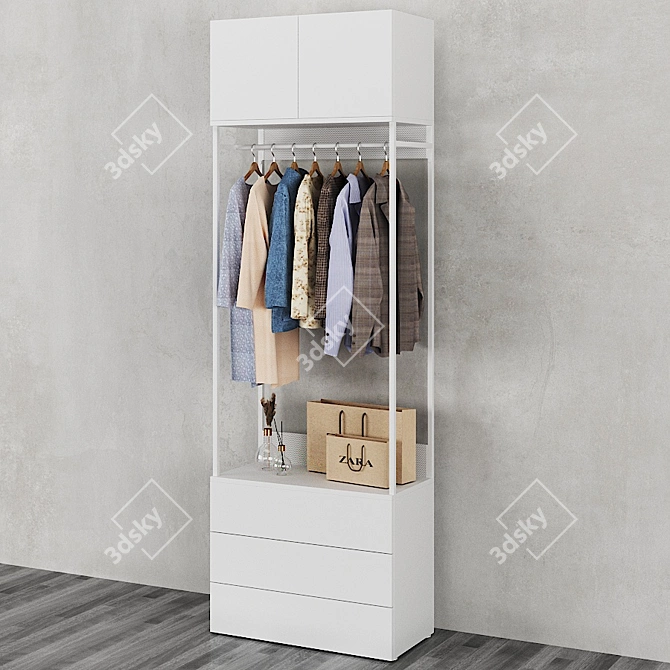 Ophus 2-Door & 3-Drawer Wardrobe 3D model image 4