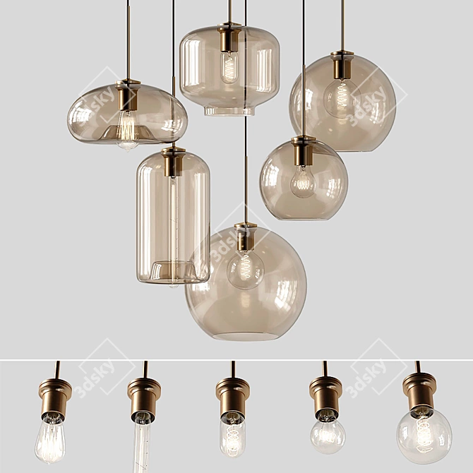 Modern Amber Pendant Lamps 3D model image 1