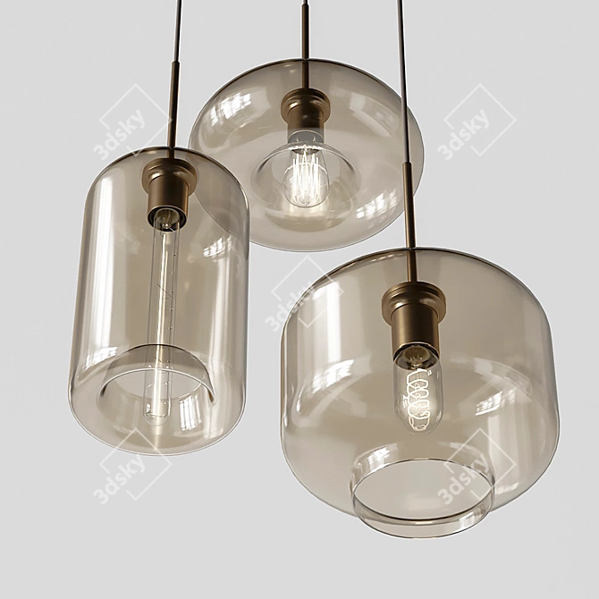 Modern Amber Pendant Lamps 3D model image 2