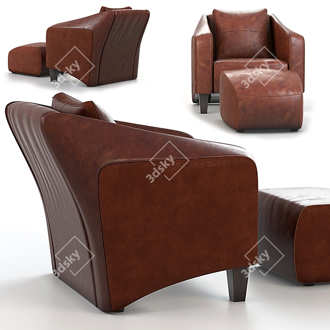 Modern Bond and PUF Chair 3D model image 2