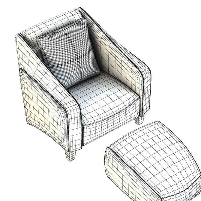 Modern Bond and PUF Chair 3D model image 4