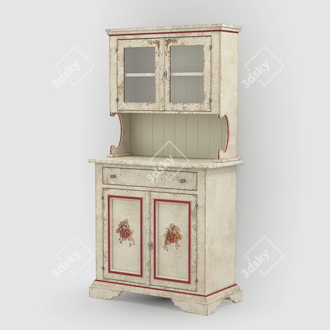 Classic Hand-Painted Kitchen Sideboard 3D model image 1