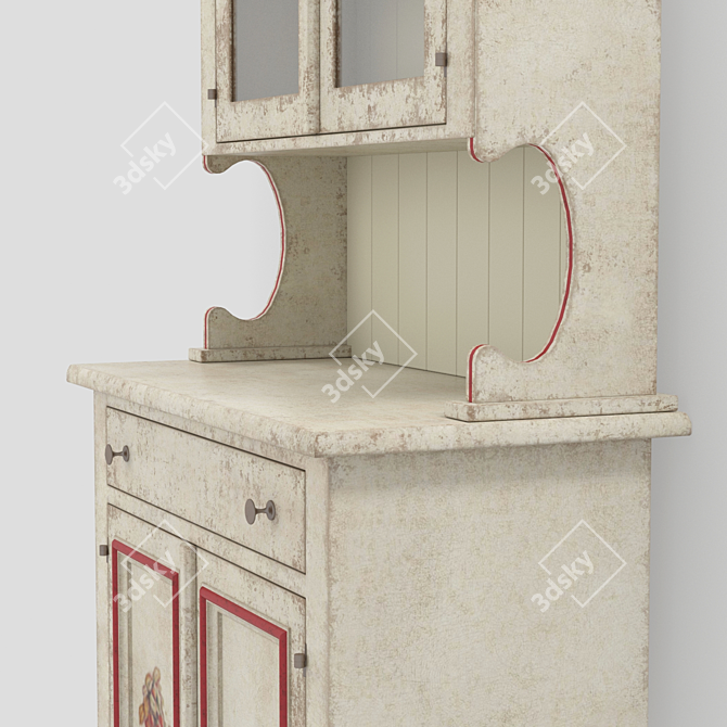 Classic Hand-Painted Kitchen Sideboard 3D model image 3