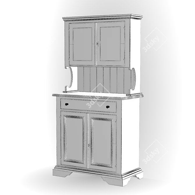 Classic Hand-Painted Kitchen Sideboard 3D model image 4